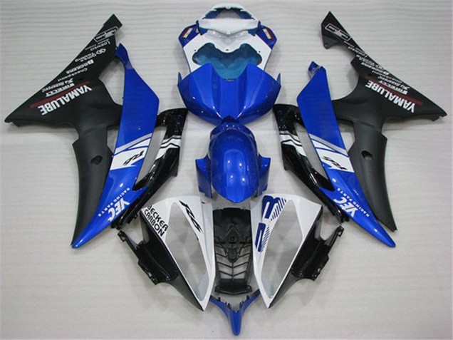 2008-2016 Yamaha YZF R6 Motorcycle Fairings - White Blue Matte Black Yamalube