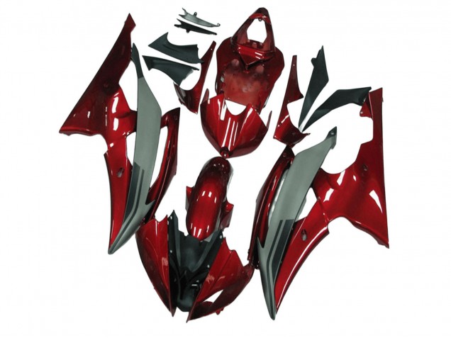2008-2016 Yamaha YZF R6 Motorcycle Fairings - Red Grey