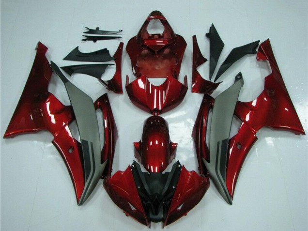 2008-2016 Yamaha YZF R6 Motorcycle Fairings - Red Grey