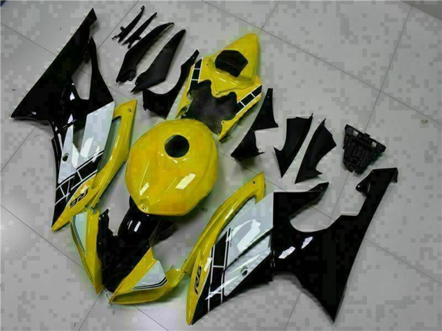 2008-2016 Yamaha YZF R6 Motorcycle Fairings - Yellow White Glossy Black