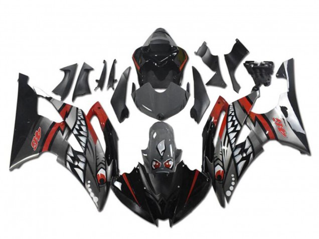2008-2016 Yamaha YZF R6 Motorcycle Fairings - Red Silver Grey Shark