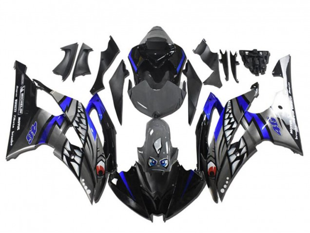 2008-2016 Yamaha YZF R6 Motorcycle Fairings - Blue Silver Grey Shark