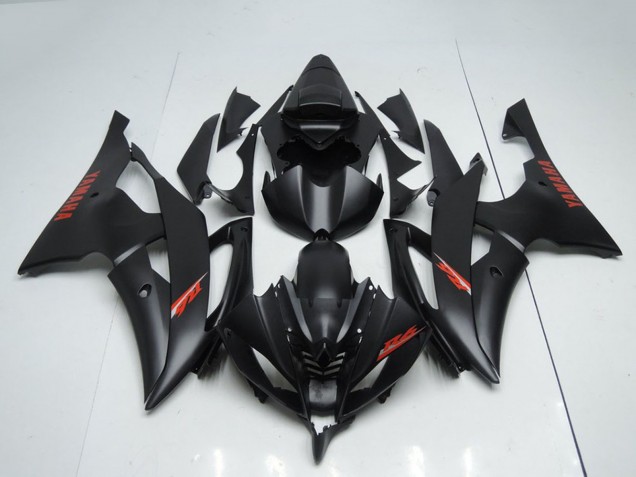 2008-2016 Yamaha YZF R6 Motorcycle Fairings - Matte Black Red Decals