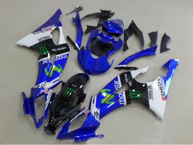 2008-2016 Yamaha YZF R6 Motorcycle Fairings - White Blue Glossy Black Green Monster MoviStar