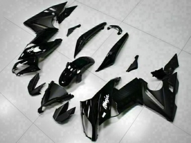 Shop 2009-2011 Kawasaki EX650 Motorcycle Fairings - Glossy Black White Decal