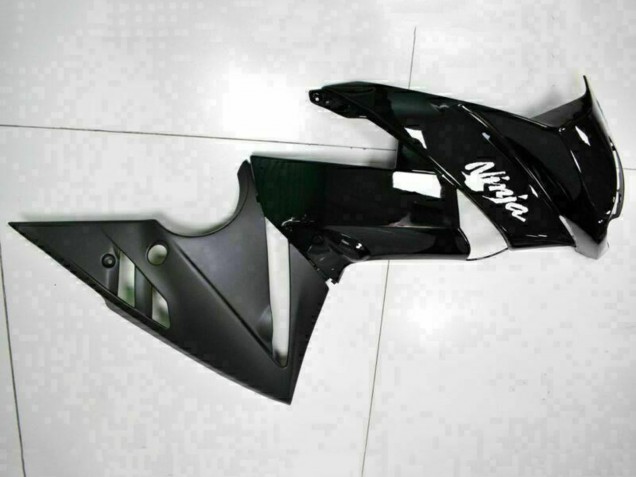 2009-2011 Kawasaki EX650 Motorcycle Fairings - Glossy Black White Decal