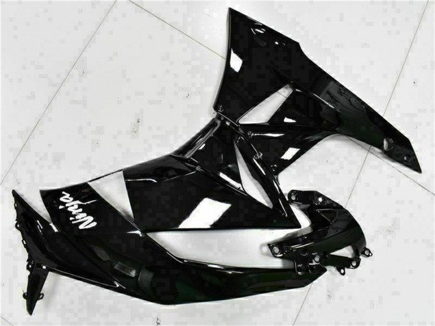 2009-2012 Kawasaki ZX6R Motorcycle Fairings - Glossy Black White Ninja