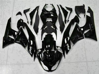 Shop 2009-2012 Kawasaki ZX6R Motorcycle Fairings - Glossy Black White Ninja