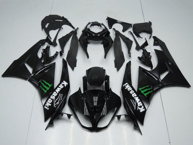 2009-2012 Kawasaki ZX6R Motorcycle Fairings - Glossy Black Green Monster