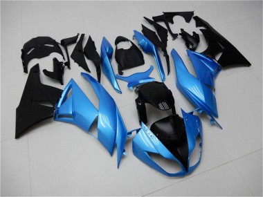 Shop 2009-2012 Kawasaki ZX6R Motorcycle Fairings - Light Blue Glossy Black