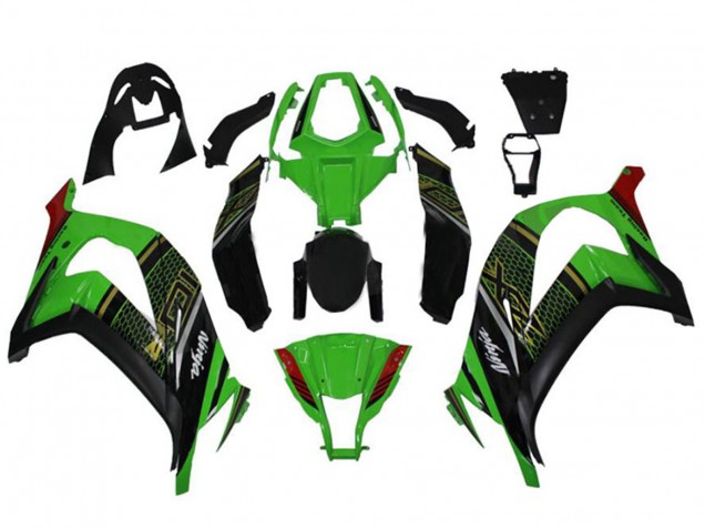 2011-2015 Kawasaki ZX10R Motorcycle Fairings - Green Glossy Black Red Honeycomb