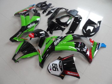 Shop 2011-2015 Kawasaki ZX10R Motorcycle Fairings - Green Red Glossy Black KIPS Motocard Elf 66