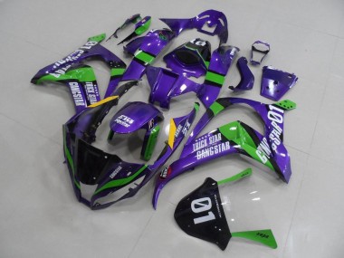 Shop 2011-2015 Kawasaki ZX10R Motorcycle Fairings - Purple Green Black White Trick Star Gangstar Eva Racing 01