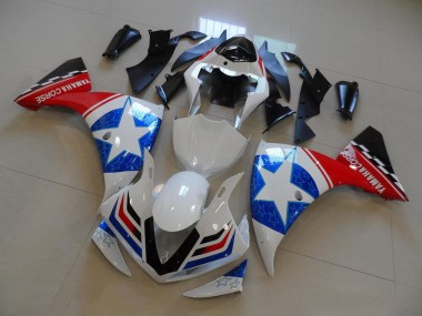 Shop 2012-2014 Yamaha YZF R1 Motorcycle Fairings - White Blue Red Black Star