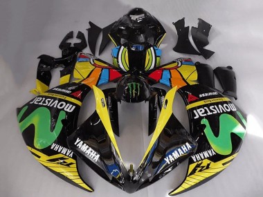 Shop 2012-2014 Yamaha YZF R1 Motorcycle Fairings - Glossy Black Yellow Green White Blue MoviStar Monster