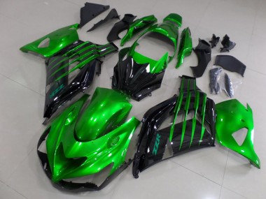 Shop 2012-2024 Kawasaki ZX14R ZZR1400 Motorcycle Fairings - Green Glossy Black