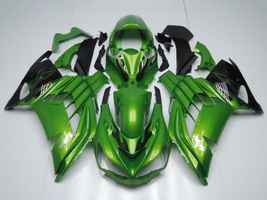 Shop 2012-2024 Kawasaki ZX14R ZZR1400 Motorcycle Fairings - Green Glossy Black Flame White Ninja