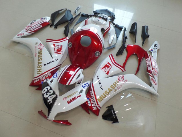 2012-2016 Honda CBR1000RR Motorcycle Fairings - White Red Musashi 634