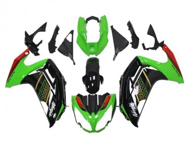Shop 2012-2016 Kawasaki EX650 Motorcycle Fairings - Green Glossy Black Red Honeycomb