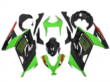 Shop 2013-2024 Kawasaki Ninja 300 EX300R Motorcycle Fairings - Green Red Black Honeycomb