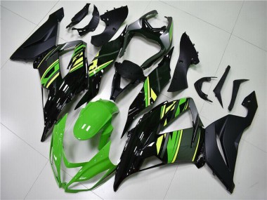Shop 2013-2018 Kawasaki ZX6R Motorcycle Fairings - Green Yellow Glossy Black Matte Black