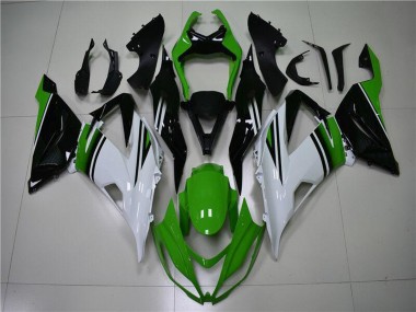 Shop 2013-2018 Kawasaki ZX6R Motorcycle Fairings - Green White Glossy Black