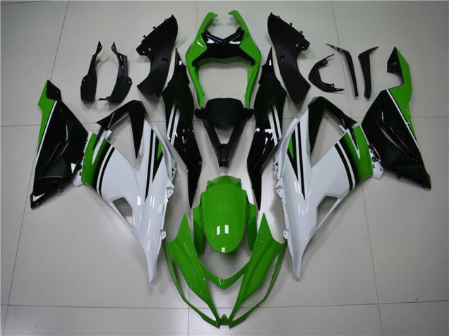 2013-2018 Kawasaki ZX6R Motorcycle Fairings - Green White Glossy Black