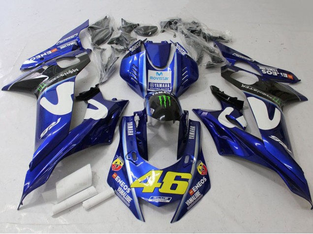 2017-2023 Yamaha YZF R6 Motorcycle Fairings - White Blue Green Monster MoviStar