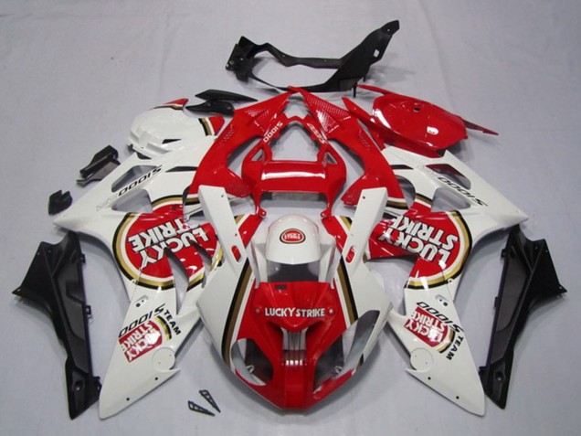 2009-2014 BMW S1000RR Motorcycle Fairings - White Red Lucky Strike