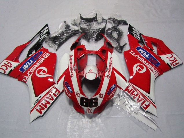 2011-2014 Ducati 1199 Motorcycle Fairings - White Red Fiamm Ficc
