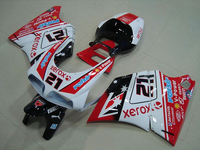 1993-2005 Ducati 748 916 996 996S Motorcycle Fairings - White Red Glossy Black Valsir Xerox 21