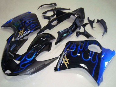 Shop 1996-2007 Honda CBR1100XX Blackbird Abs Motorcycle Fairings - Glossy Black Blue Flame