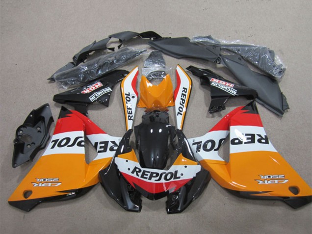 2011-2016 Honda CBR125R Motorcycle Fairings - Orange White Red Glossy Black Repsol