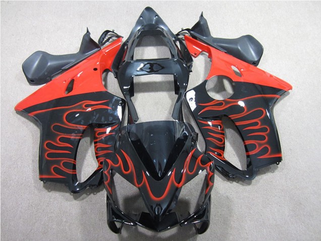 2001-2003 Honda CBR600 F4i Motorcycle Fairing Kits - Glossy Black Red Flame
