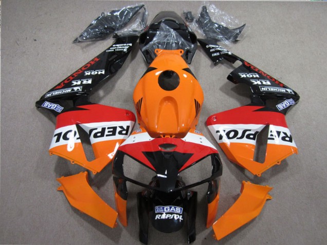 2005-2006 Honda CBR600RR Motorcycle Fairings Kits - Orange White Red Glossy Black Repsol