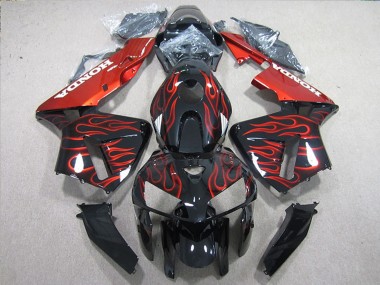Shop 2005-2006 Honda CBR600RR Bike Fairings - Glossy Black Red Flame