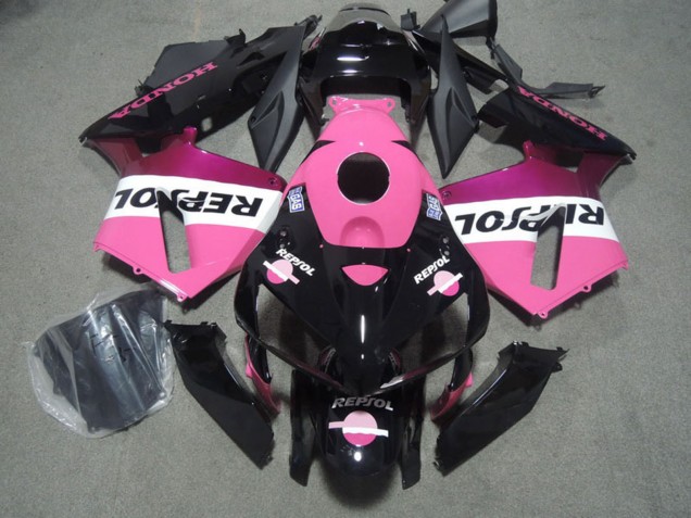 2005-2006 Honda CBR600RR Motorcycle Fairings - Glossy Black Pink Repsol