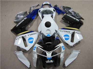 Shop 2005-2006 Honda CBR600RR Motorcycle Fairings - White Blue Yellow Glossy Black Konica Minolta