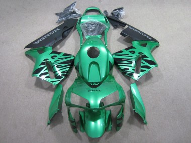 Shop 2007-2008 Honda CBR600RR Motorcycle Fairings - Green Glossy Black Flame