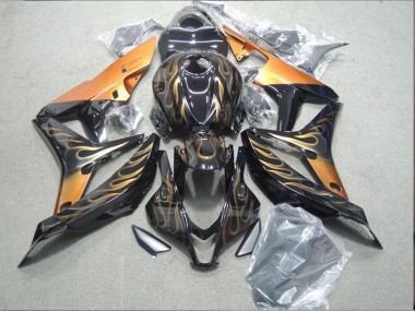 Shop 2007-2008 Honda CBR600RR Motorcycle Fairing - Glossy Black Orange Flame