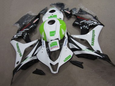 Shop 2007-2008 Honda CBR600RR Motorcycle Fairing Kits - White Green Glossy Black Hannspree