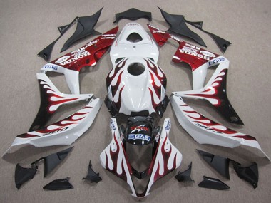 Shop 2007-2008 Honda CBR600RR Motorcycle Fairings - White Red Glossy Black Flame