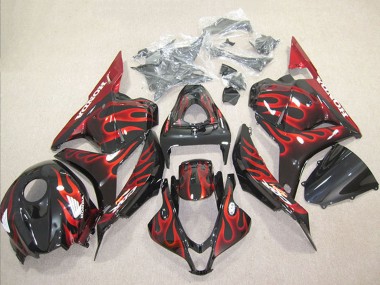 Shop 2009-2012 Honda CBR600RR Motorcycle Fairing - Glossy Black Red Flame