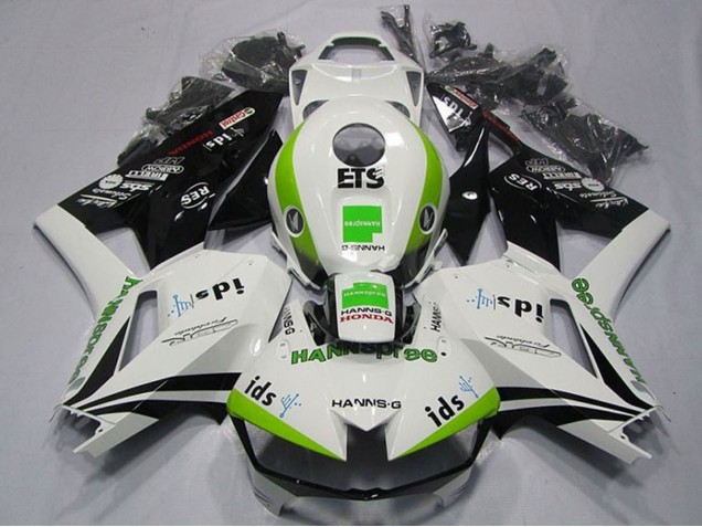 2013-2026 Honda CBR600RR Motorcycle Fairings - White Green Glossy Black Hannspree ETS