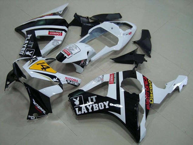 2002-2003 Honda CBR900RR 954 Motorcycle Fairings - White Yellow Glossy Black Rizoma Playboy 14