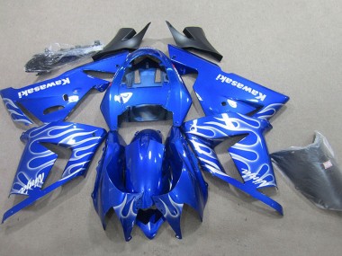 Shop 2004-2005 Kawasaki ZX10R Motorcycle Fairing - Blue White Flame