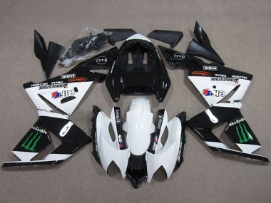Shop 2004-2005 Kawasaki ZX10R Motorcycle Fairings - Black White Monster