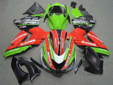 Shop 2006-2011 Kawasaki ZX14R ZZR1400 Motorcycle Fairings - Green Red White Black Elf Motocard