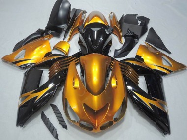 Shop 2006-2011 Kawasaki ZX14R ZZR1400 Motorcycle Fairing - Gold Glossy Black