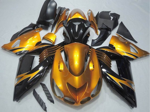2006-2011 Kawasaki ZX14R ZZR1400 Motorcycle Fairing - Gold Glossy Black